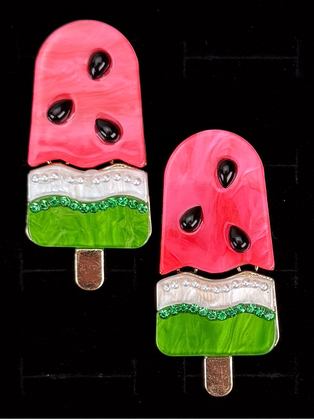 Goldtone Colorful Watermelon Popsicle Pierced Earrings